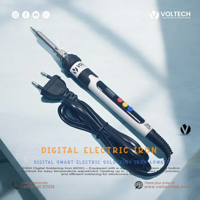 Digital Smart Electric Soldering Iron – 60WATT – Precision & High-Quality | Voltech Electronics